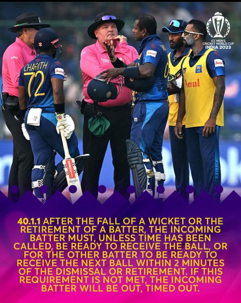 Angelo Mathews Timed Out: A Historic Moment in Cricket World Cup 2023